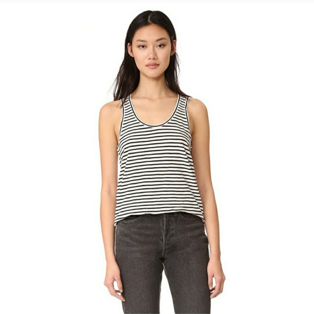 Madewell | Whisper Cotton Scoop Tank in Wentworth Stripe | Item G2707 | Small - Picture 2 of 10